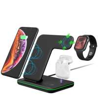 Amazon Hot Selling 15W Fast Charging 3 in1 Wireless Chargers Cerfected Universal 15W 3 in1 Stand Fast Phone Wireless Charger Pad