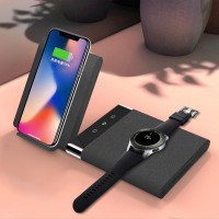 10W Fast Charger 2020 New 2 in 1 Foldable Qi Wireless Charging Stand For Mobile Phones And Watch