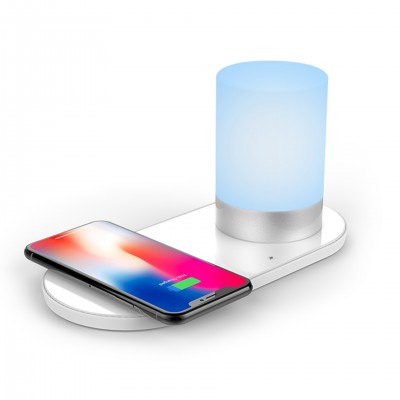 top trending products 2020 wireless charger lamp with usb charging 2 in 1 wireless charging pad night light RGB lamp