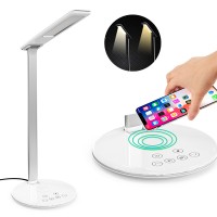 2019 Folding Eye Protection Led Desk Table Lamp with Qi Wireless Charger Fast wireless charging Pad for mobile phone